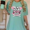 Women Read Your Heart Out Valentine's Day Teacher Book Women's Comfort Colors T-Shirt Violet
