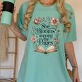Women's She Blooms Among The Pages Women Mom Wife Floral Book Lover Women's Comfort Colors T-Shirt Violet