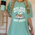 Women's Wild Dreams Reading Giraffe Book Reader Zoo Animals Kids Women's Comfort Colors T-Shirt Violet