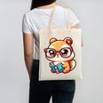 Adorable Book Lover Chipmunk With Reading Glasses Cute Premium Canvas Tote Bag