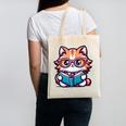 Adorable Book Lover Maine Coon Cat With Reading Glasses Cute Canvas Tote Bag Adorable Book Lover Maine Coon Cat With Reading Glasses Cute Canvas Tote Bag