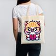 Adorable Book Lover Persian Cat With Reading Glasses Cute Canvas Tote Bag