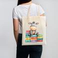 Adorable Donkey With Heart Sitting On Colorful Book Stack Canvas Tote Bag Adorable Donkey With Heart Sitting On Colorful Book Stack Canvas Tote Bag