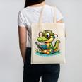 Alligator Reading a Book Animal Canvas Tote Bag