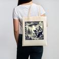 Bigfoot With Alien Reading A Book Bigfoot And UFO Canvas Tote Bag