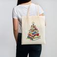 Book Christmas Tree Teacher Book Lover Crew Neck Modern Classic Christmas Small Short Sleeve -Adults -Kids Canvas Tote Bag