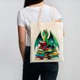 Book Dragon Reading Books Canvas Tote Bag