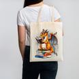 Book Dragon Reading Book Lover Canvas Tote Bag