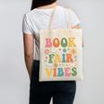 Book Fair Vibes Groovy Retro School Reading Nostalgic Canvas Tote Bag