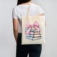 Book Lover Coquette Bow Pink Dainty Ribbon Cute Bookworm Canvas Tote Bag