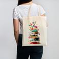 Book Stack With Flowers Reading Lover Bookish Canvas Tote Bag