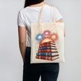 Books Fireworks 4th Of July Bookworm Patriotic Reader Canvas Tote Bag