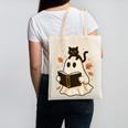 Books Ghost Reading Book Halloween Library Cat Fall Canvas Tote Bag