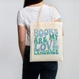Books Are My Love Language Retro Book Quote Canvas Tote Bag