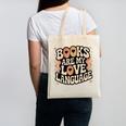 Books Are My Love Language Retro Groovy 70s Book Lover Canvas Tote Bag Books Are My Love Language Retro Groovy 70s Book Lover Canvas Tote Bag