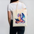 Bookworm Book Lover Women Girls Dragon Reading Canvas Tote Bag