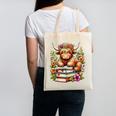 Bookworm Cute Highland Cow Reading Book Canvas Tote Bag