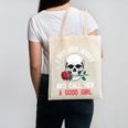 I Buy Her Books And Call Her A Good Girl Skull Rose Bookworm Canvas Tote Bag
