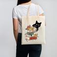 Cat And Books Flowers Reading Club Cat Lover Bookworm Canvas Tote Bag Cat And Books Flowers Reading Club Cat Lover Bookworm Canvas Tote Bag