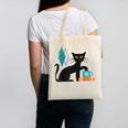 Cat Midcentury With Book And Coffee Atomic Age Mid Century Canvas Tote Bag