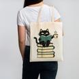Cat Reading Book Canvas Tote Bag Cat Reading Book Canvas Tote Bag