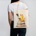 Cat Reading Books Canvas Tote Bag