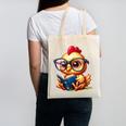 Chicken Reading a Book Farm Animal Chick Canvas Tote Bag Chicken Reading a Book Farm Animal Chick Canvas Tote Bag