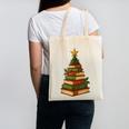 Christmas Book Tree Bookshelf Holiday For Readers Librarians Canvas Tote Bag