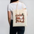 Christmas Cats Bookshelf Gingerbread Canvas Tote Bag