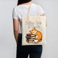 Coffee Cats & Books Lover For Women & Girls Coffee Canvas Tote Bag