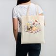 Color Floral Cute Pug Dog On Book Reading Bookworm Reader Canvas Tote Bag