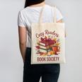 Cozy Readers Book Society Fall Autumn Floral Pumpkin Season Canvas Tote Bag