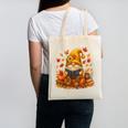 Cute Autumn Gnome Reading Pumpkin Book Lover Canvas Tote Bag