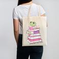 Cute Book Lover Frog Pretty Girls Read Books Kawaii Reading Canvas Tote Bag