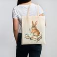 Cute Bunny Reading Book Glasses Bookworm Canvas Tote Bag