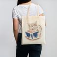 Cute Cat Reading Books With Tea Canvas Tote Bag