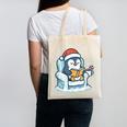 Cute Christmas Penguin Reading Book Cozy Winter Holiday Art Canvas Tote Bag
