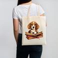 Cute Dog Beagle Reading Book Canvas Tote Bag Cute Dog Beagle Reading Book Canvas Tote Bag