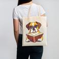 Cute Dog Boxer Reading Book Canvas Tote Bag