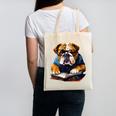 Cute Dog English Bulldog Reading Book Canvas Tote Bag Cute Dog English Bulldog Reading Book Canvas Tote Bag