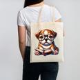 Cute Dog Puppy English Bulldog Reading Book Canvas Tote Bag Cute Dog Puppy English Bulldog Reading Book Canvas Tote Bag