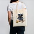 Cute Dragon Books Flower Bookworm Book Lover Canvas Tote Bag