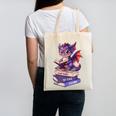 Cute Dragon Read Books Be Kind Stay Weird Book Lover Canvas Tote Bag