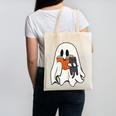 Cute Ghost Cat Reading Book Spooky Season Halloween Costume Canvas Tote Bag Cute Ghost Cat Reading Book Spooky Season Halloween Costume Canvas Tote Bag
