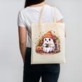 Cute Ghost Drinking Coffee Halloween Reading Book Retro Canvas Tote Bag Cute Ghost Drinking Coffee Halloween Reading Book Retro Canvas Tote Bag