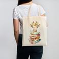 Cute Giraffe With Book Floral Bookworm Librarian Book Lover Canvas Tote Bag