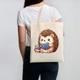 Cute Hedgehog Book Lover Readers Animal Reading Canvas Tote Bag