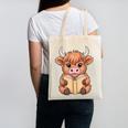 Cute Highland Cow Reading Book Canvas Tote Bag