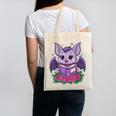 Cute Pastel Goth Bat Reading Book Canvas Tote Bag Cute Pastel Goth Bat Reading Book Canvas Tote Bag