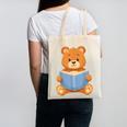 Cute Teddy Bear Reading Book Adorable For Readers Canvas Tote Bag